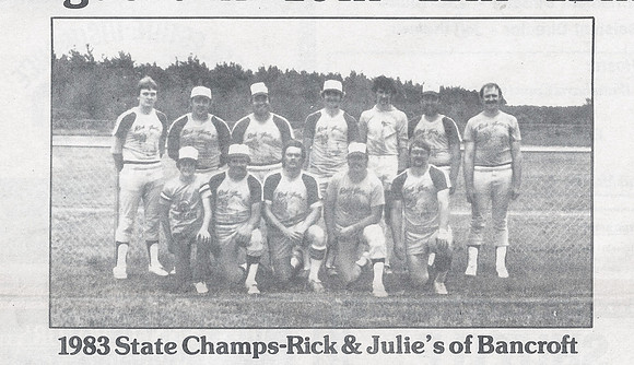 1983 Major State Champions - Rick & Julie's