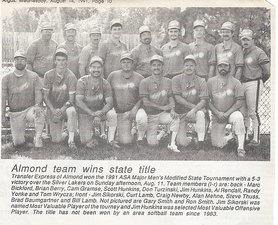 1991 Major State Champions Transfer Express