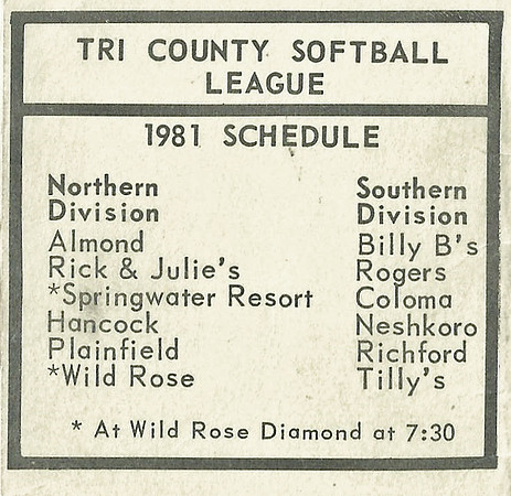 1981 Tri County Softball League